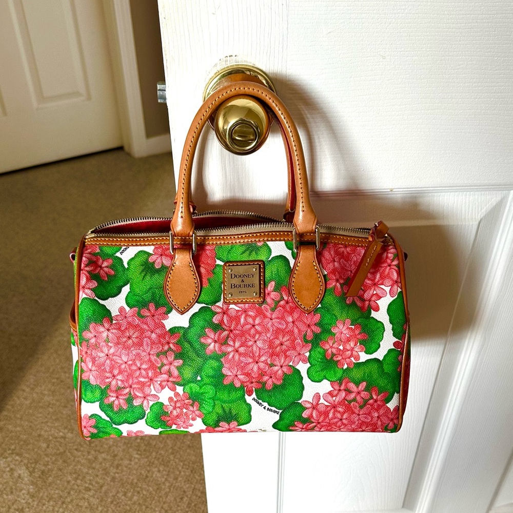 Vintage Dooney & Bourke Floral Satchel Bag - Pink and Green